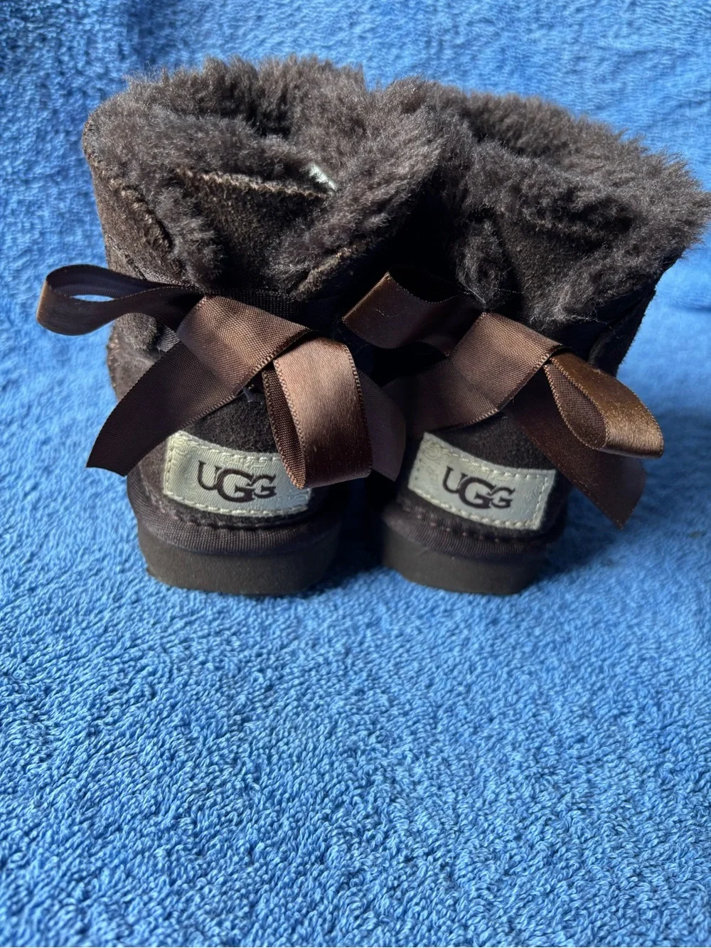 Ugg Plush-Lined Kids Booties in Chocolate Brown